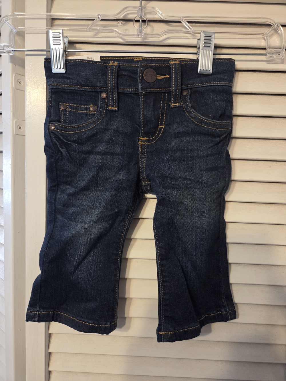 Kids Dark Wrangler Jeans - Classic Stretch Bottoms Size: 3/6 Months